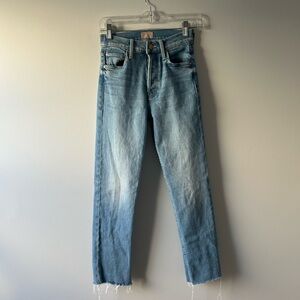 Mother Jeans light wash The Tomcat ankle fray straight leg jeans